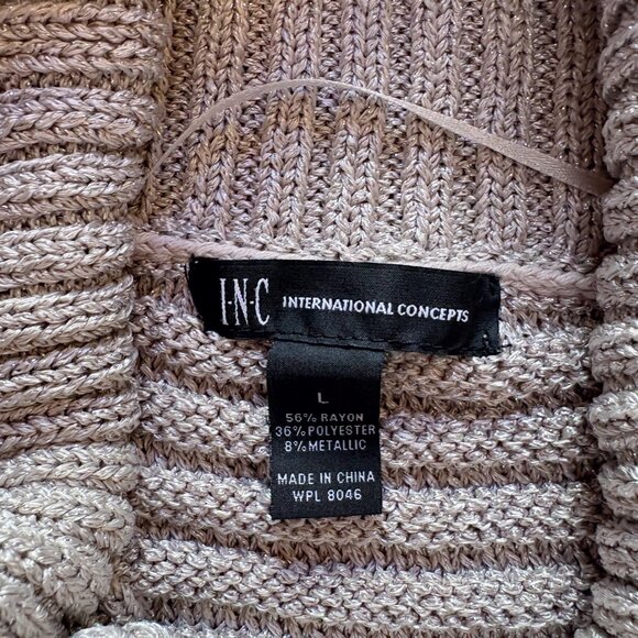 INC International Concepts Sweaters Shimmer Turtleneck Blouse Metallic Beige L - Picture 6 of 9